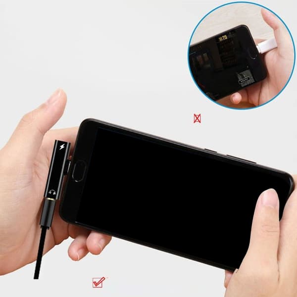USB C til lydadapter for smarttelefon USB C til 3,5 mm hodetelefon- og ladeadapter Silver