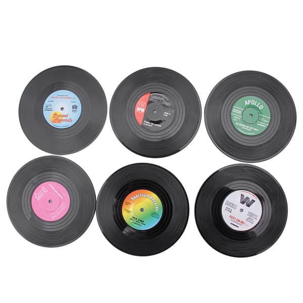 Mode Vinyl Silikone Plade Retro CD Type Drikkeunderlag Kopmåtter 6 stk./sæt