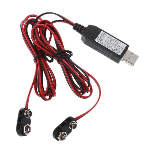 Dobbelt 6F22 9V batterieliminator Erstat 2 stk. 9V batteri USB strømkabel