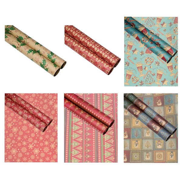 6 st Julklappspapper Presentpåse Förpackning Snöflingor Tomte Dekor null - 1