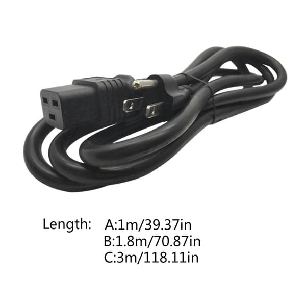 NEMA 5-15P til C19 adapterkabel, PDU-kabel hann til hunn strømomformerkabel for TV PC null - B