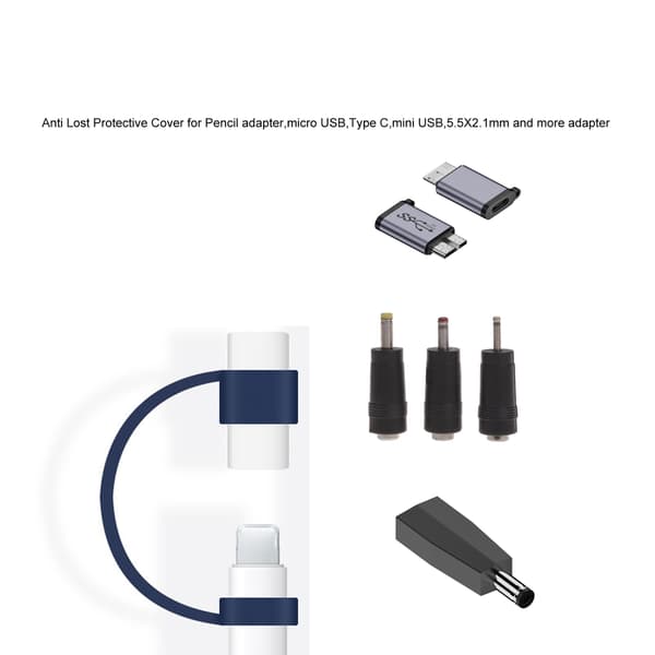 Kabeladapterholder/snor til USB C, Pencil Nøglering Rejse Grey