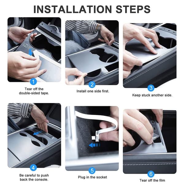 USB Hub Dockingstation til Midterkonsol Splitter Smart Sensor Hurtigopladningsadapter Tilbehør Egnet til Y