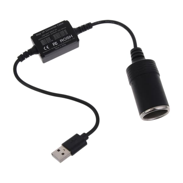 USB til 12V DC-adapter - USB A han til 12V bilcigarettænderstik hun strømkonverter til bil-GPS, bil-DVR