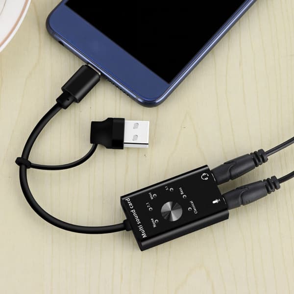USB extern stereoljudadapter för 3,5 mm spelheadset hörlurar PC för Win
