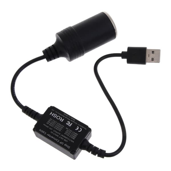 USB til 12V DC-adapter - USB A han til 12V bilcigarettænderstik hun strømkonverter til bil-GPS, bil-DVR