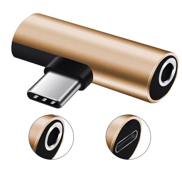 USB C til lydadapter for smarttelefon USB C til 3,5 mm hodetelefon- og ladeadapter Silver