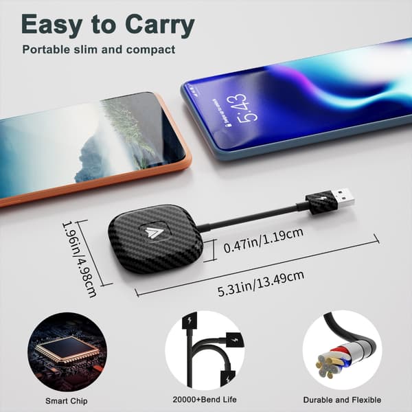 Professionel Androids Auto Adapter Plug & Plays Stabil Forbindelse Oplev Friheden ved Trådløs til Køretøjer Round