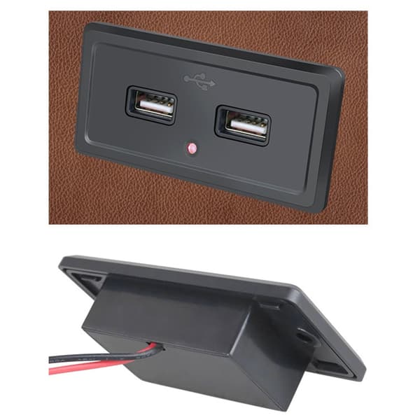 Dobbel USB 12V Panel Billaderuttak 3.1A 12V/24V USB Laderuttak Panel Strømadapter for Bobiler, Campingvogner, Båter Green light