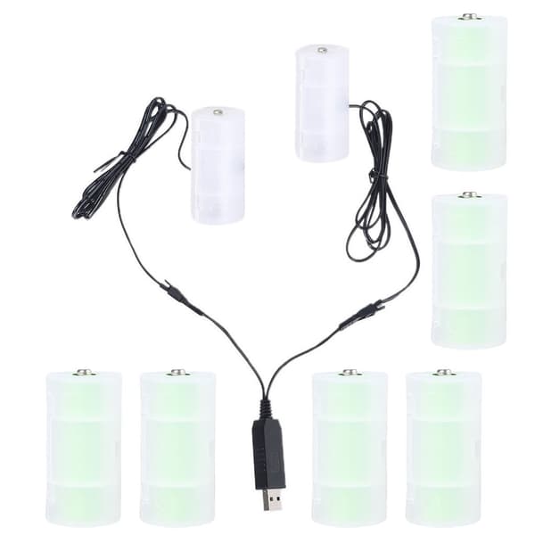 110 cm 2-i-1 USB-strömkabel till 1,5V 3V 4,5V 6V C-cell dummybatteri