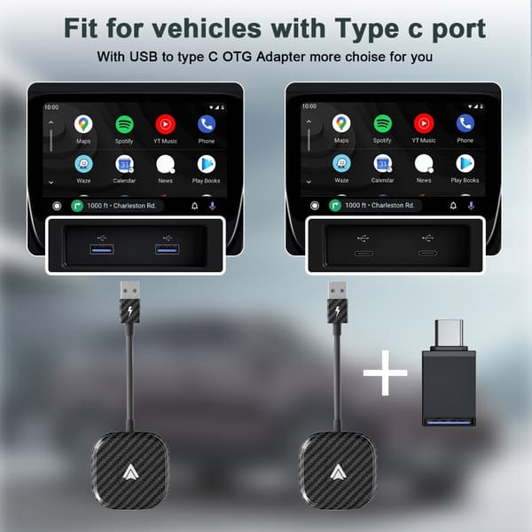 Professionel Androids Auto Adapter Plug & Plays Stabil Forbindelse Oplev Friheden ved Trådløs til Køretøjer Round
