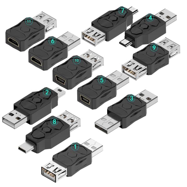 2x USB2.0 Adapter 480Mbps Dataoverførsel USB-stik til kamera bærbar computer 2