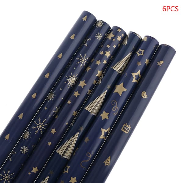 6 st Julklappspapper Presentpåse Förpackning Snöflingor Tomte Dekor