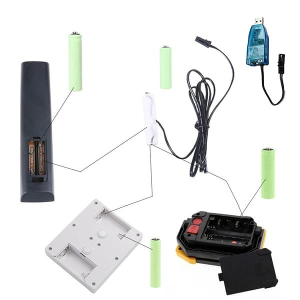1m USB til 1V-24V justerbar LR6/AM3/AA batterieliminator med LED voltmeter