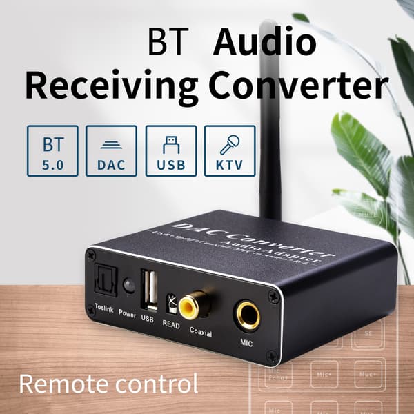 DAC lydkonvertering med Bluetooth-kompatibel 5.0 mottakerforsterker lyd DAC dekoderadapter mottakerforsterker U-disk