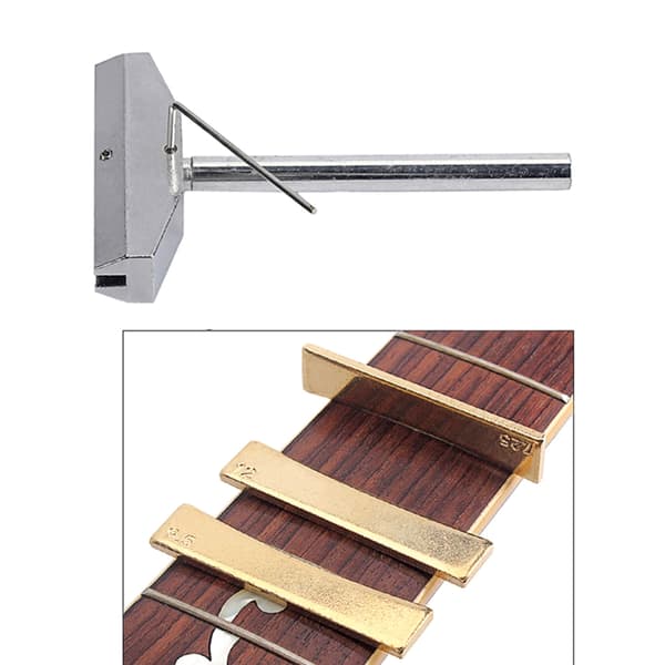 Gitarr Bas Bandpress Caul & Mässing Radie Bandinsatser Greppbräda Pressverktyg Silver