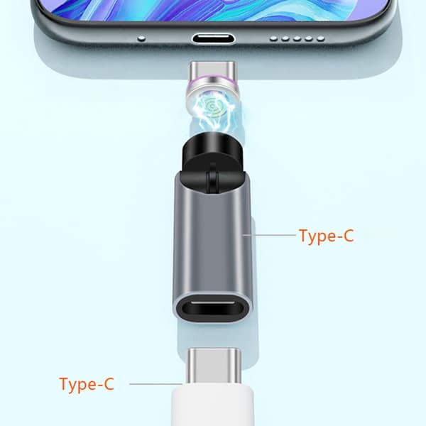 540° roterende magnetisk adapter USB-oplader til flere enheder samtidigt Grey