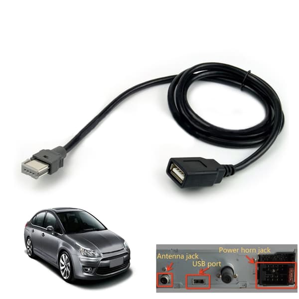 4-bens USB-kabeladapter til 307 408 C5 C Quatre B50 RD9 bilunderholdningssystem
