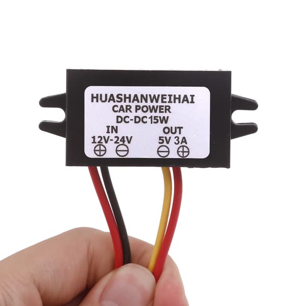 Spændingsregulator Strømkabelkonvertere 12-24V til 5V 3A/2A Spændingstrin-ned-adapterkabel til 5V LED-lysventilator 2A