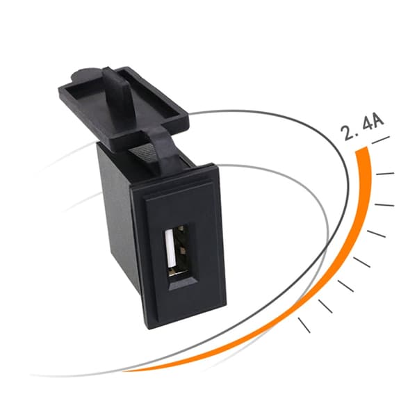 Lader 12V 24V Sokkel 2.4A Adapter Enkel USB Vanntett Strømadapterbryter