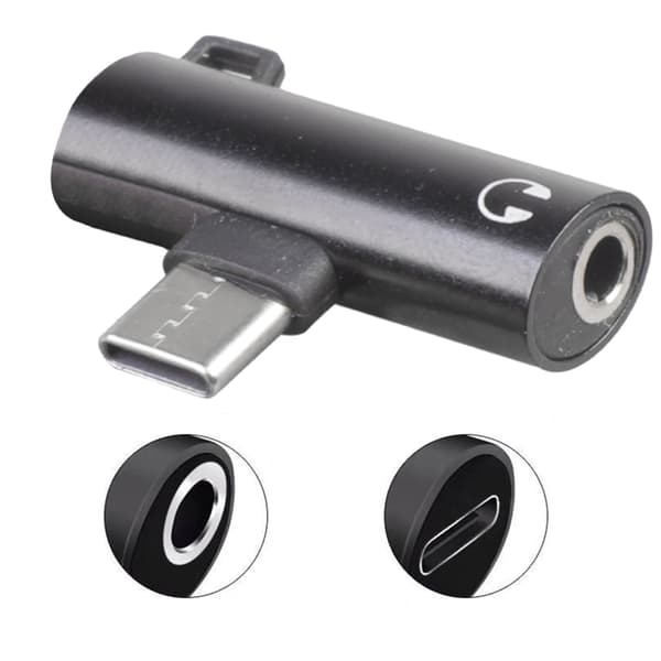2i1 USB C til 3,5 mm hovedtelefonadapter Bærbar Type C til hovedtelefonopladerstik Gold