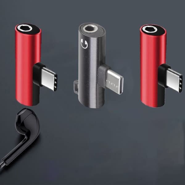 USB C til lyd-dongle-adapter til smartphone USB C til 3,5 mm hovedtelefon- og opladningsadapter Silver