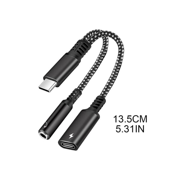 Hurtigopladning og lyd-dongle-kabel til S20+ 2-i-1 USB Type C til 3,5 mm adapter Red