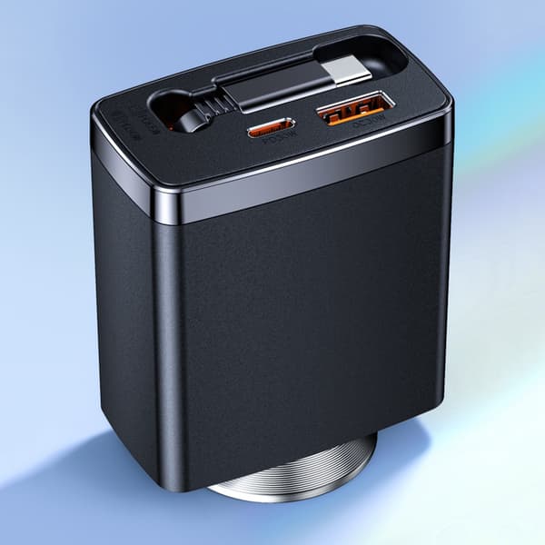 125W sisäänvedettävät autolaturit Type C / 8Pin-kaapeli Auton tupakansytytinsovitin For Type c - Basic model