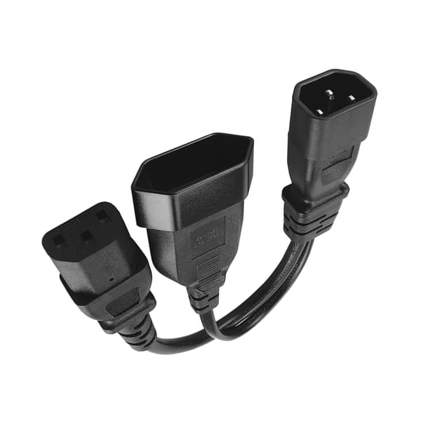 30 cm IEC320-C14 hanstik til IEC320 C13+EU4.0mm hunadapterkabel strømkabel