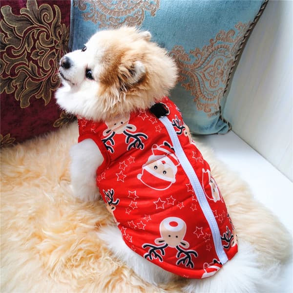 Vadderad hundjacka Vinterdjurkläder Hundrock med sele spänne null - Christmas red snowfl M