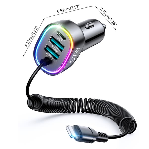60W Biloplader PD USB Type C USB Telefonoplader Hurtig Opladning med Type-C Kabel null - TypeC Cable