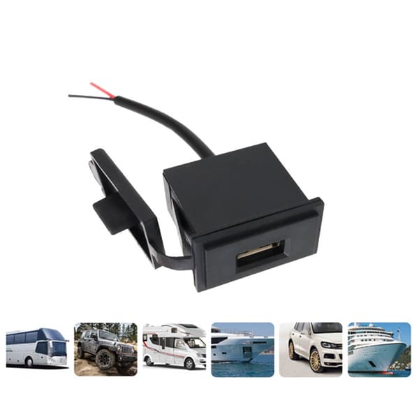 Lader 12V 24V Sokkel 2.4A Adapter Enkel USB Vanntett Strømadapterbryter