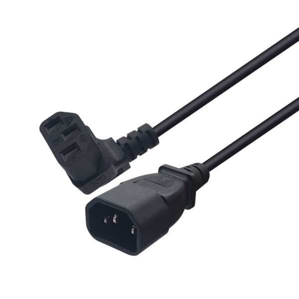 10 cm 3-benet IEC320 C14 hanstik til C13 hun albue strømkabel til riskoger