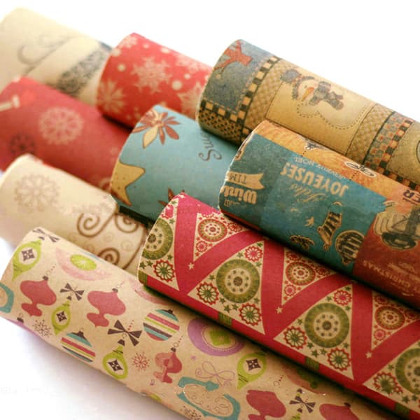6 st Julklappspapper Presentpåse Förpackning Snöflingor Tomte Dekor null - 1