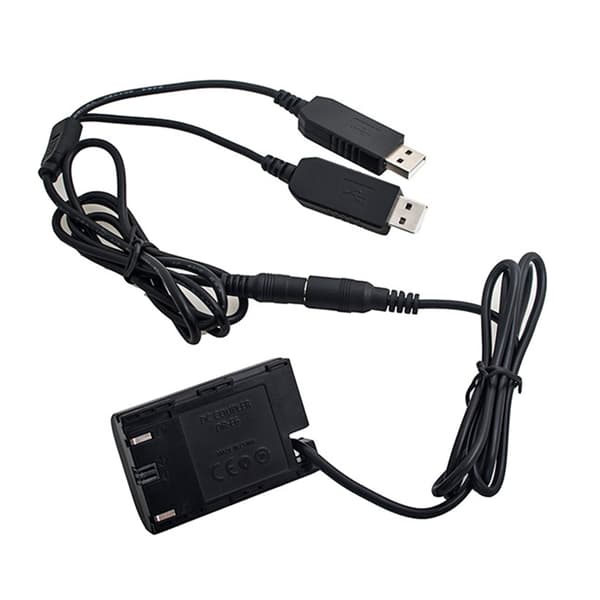 Dummy batteribyte DR-E6 dubbel USB extern batteriadapter för 7D 7D2 70D