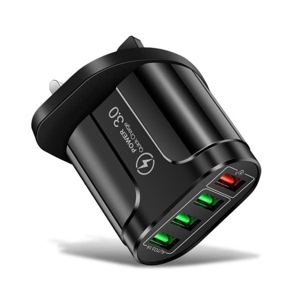 4-ports USB-vægoplader Multiport Strømadapter EU/UK/US Rejsestrømadapter