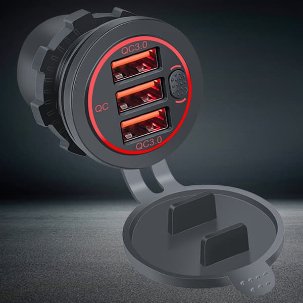 Rask lading USB billader QC3.0 strømadapter for mobiltelefon GPS-vifte Red