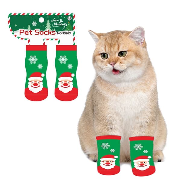 4-pack nyhet julstrumpor tomtar valpar festliga hundskor Snowflake L