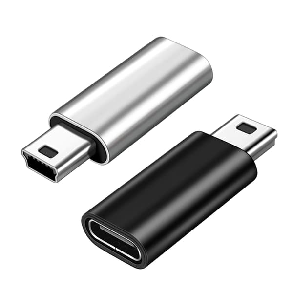 USB C til Mini USB-adapter i aluminiumslegering for MP3-spillere, hodetelefoner, kameraer Silver gray