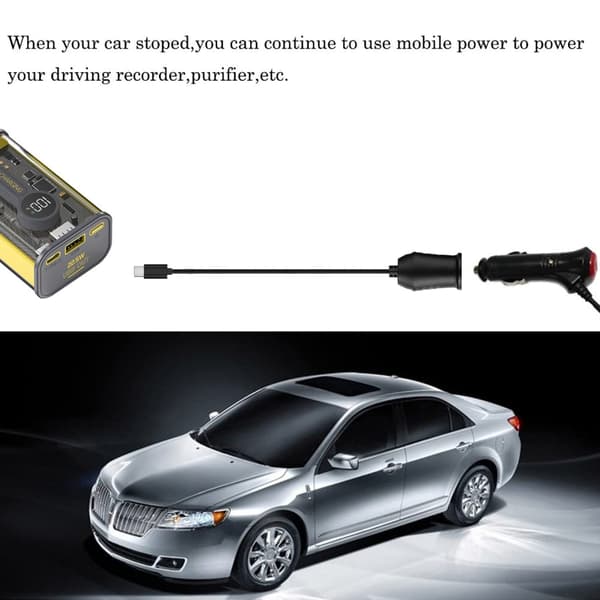Bilkonverteradaptercontroller USB C han til 12V cigarettænderstik 25cm