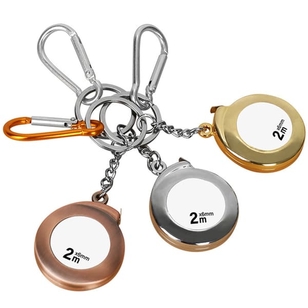 Bärbart Nyckelrings Måttband Litet Måttband Infällbart Måttband Silver