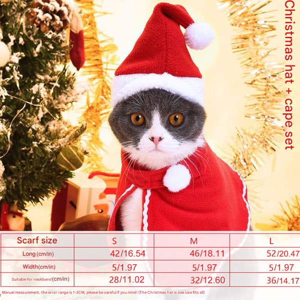 Kæledyrs julekapper kostume til katte festlig fotografering polyester materialer behagelig pasform S