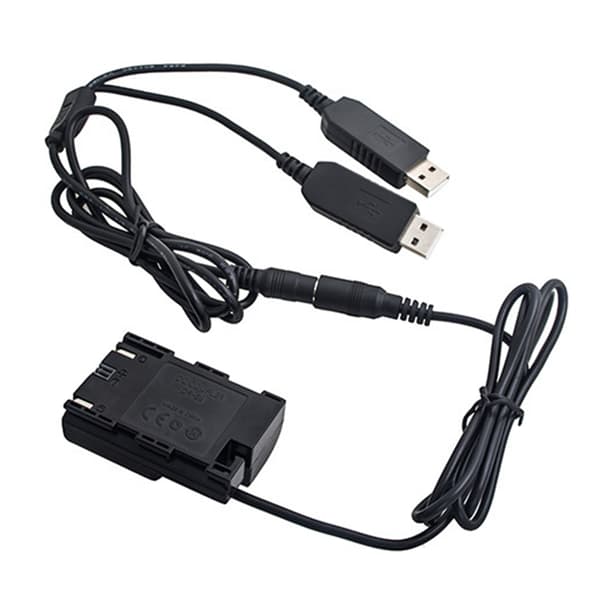 Dummy batteriudskiftning DR-E6 Dobbelt USB ekstern batteriadapter til 7D 7D2 70D