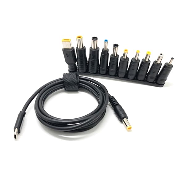 Holdbarhed USB C til DC-strømkabel med 10 stikadaptere, 150 cm kabellængde