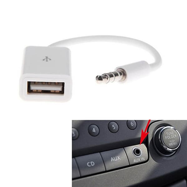 1 st 5 mm hane AUX ljudjack till USB 2.0 hane laddare synkroniseringsdatakabel för bil