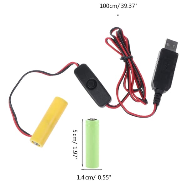 3V AA batterieliminator, USB-strømforsyning til 2 stk 1,5V batterier elimineringskabel