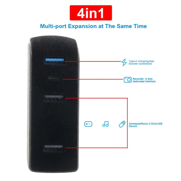 Handskerum USB Hub Port til Bil 3/Y Dockingstation 4 I 1 Dataoverførselsadapter