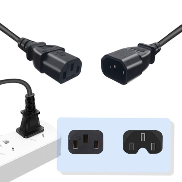 IEC 320 C14 til C13 adapterkabel, 250V han til hun strømomformere