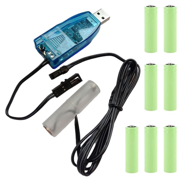 1m USB til 1V-24V justerbar LR6/AM3/AA batterieliminator med LED voltmeter