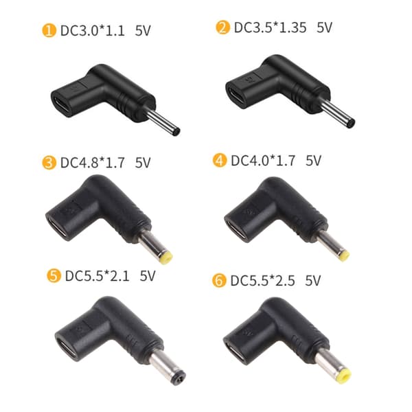 Type C til DC strømkabeladapter PD høyhastighetslading 3A høy strøm 90° design 5V5.5 2.1mm